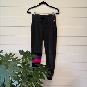 C&C California Gray with Pink and Purple rainbow stripes velour pants Size XS